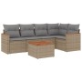 Gartensofa-Set mit beigem Kissenmix, 6-teilig, PE-Rattan von , Gartensets - Ref: Foro24-3225954, Preis: 402,51 €, Rabatt: %