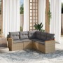 Gartensofa-Set mit beigem Kissenmix, 5-teilig aus PE-Rattan von , Gartensets - Ref: Foro24-3225961, Preis: 343,99 €, Rabatt: %