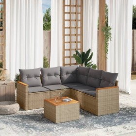 Gartensofa-Set mit beigem Kissenmix, 6-teilig, PE-Rattan von , Gartensets - Ref: Foro24-3225968, Preis: 397,06 €, Rabatt: %