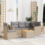 Gartensofa-Set mit beigem Kissenmix, 6-teilig, PE-Rattan von , Gartensets - Ref: Foro24-3225982, Preis: 397,06 €, Rabatt: %