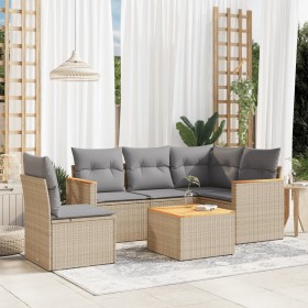 Gartensofa-Set mit beigem Kissenmix, 6-teilig, PE-Rattan von , Gartensets - Ref: Foro24-3225982, Preis: 402,51 €, Rabatt: %