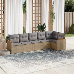 Gartensofa-Set mit beigem Kissenmix, 6-teilig, PE-Rattan von , Gartensets - Ref: Foro24-3225989, Preis: 410,58 €, Rabatt: %