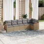 Gartensofa-Set mit beigem Kissenmix, 6-teilig, PE-Rattan von , Gartensets - Ref: Foro24-3225989, Preis: 418,50 €, Rabatt: %