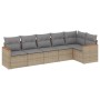 Gartensofa-Set mit beigem Kissenmix, 6-teilig, PE-Rattan von , Gartensets - Ref: Foro24-3225989, Preis: 418,50 €, Rabatt: %