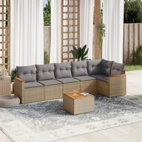 Garden sofa set with beige cushions mix 7 pieces PE rattan by , Garden sets - Ref: Foro24-3225996, Price: 478,39 €, Discount: %