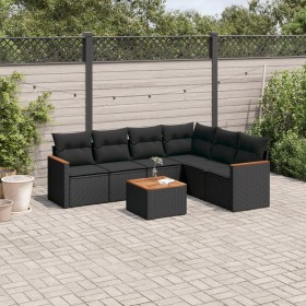 7-teiliges Garten-Essset und schwarze Kissen aus synthetischem Rattan von , Gartensets - Ref: Foro24-3226006, Preis: 429,78 €...