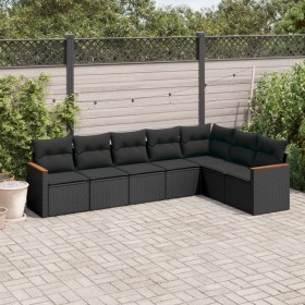 7-teiliges Garten-Essset und schwarze Kissen aus synthetischem Rattan von , Gartensets - Ref: Foro24-3226027, Preis: 438,99 €...