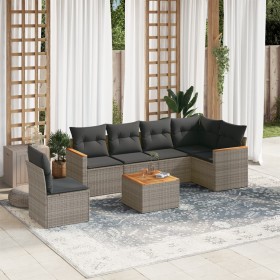 7-piece garden sofa set with gray PE rattan cushions by , Garden sets - Ref: Foro24-3226025, Price: 459,98 €, Discount: %