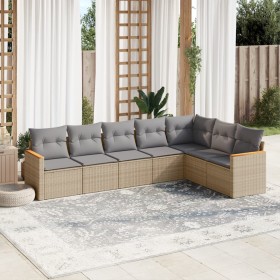 Gartensofa-Set mit beigem Kissenmix, 7-teilig aus PE-Rattan von , Gartensets - Ref: Foro24-3226031, Preis: 475,80 €, Rabatt: %