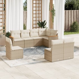 Garden sofa set with beige cushions 8 pcs PE rattan by , Garden sets - Ref: Foro24-3226044, Price: 594,70 €, Discount: %