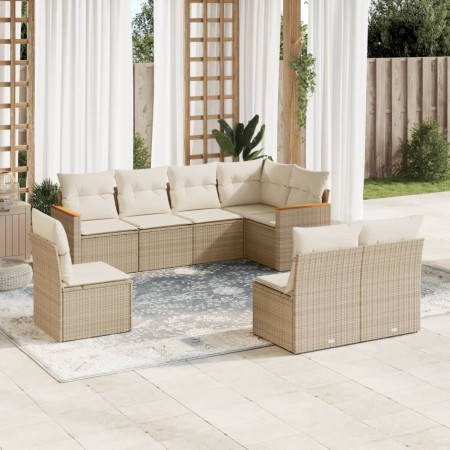 Gartensofa-Set mit beigen Kissen 8 Stück PE-Rattan von , Gartensets - Ref: Foro24-3226044, Preis: 594,05 €, Rabatt: %