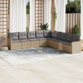 Gartensofa-Set mit beigem Kissenmix, 9-teilig aus PE-Rattan von , Gartensets - Ref: Foro24-3226059, Preis: 579,34 €, Rabatt: %