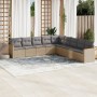 Gartensofa-Set mit beigem Kissenmix, 9-teilig aus PE-Rattan von , Gartensets - Ref: Foro24-3226059, Preis: 579,34 €, Rabatt: %