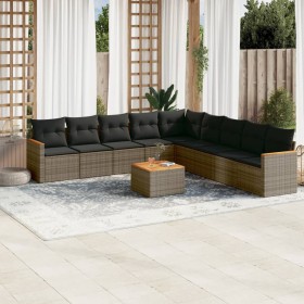 10-teiliges Gartensofa-Set mit grauen synthetischen Rattankissen von , Gartensets - Ref: Foro24-3226067, Preis: 619,93 €, Rab...