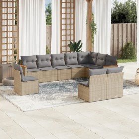 Gartensofa-Set mit beigen Kissen, 10-teilig, synthetisches Rattan von , Gartensets - Ref: Foro24-3226073, Preis: 654,03 €, Ra...