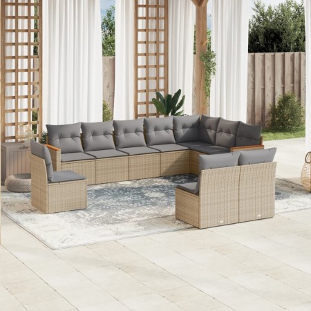 Garden sofa set with beige cushions 10 pieces synthetic rattan by , Garden sets - Ref: Foro24-3226073, Price: 651,97 €, Disco...