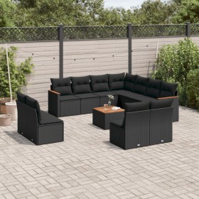 Gartensofa-Set 12-teilig mit schwarzen synthetischen Rattankissen von , Gartensets - Ref: Foro24-3226090, Preis: 679,99 €, Ra...