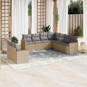 Gartensofa-Set mit beigem Kissenmix, 9-teilig aus PE-Rattan von , Gartensets - Ref: Foro24-3226101, Preis: 636,74 €, Rabatt: %