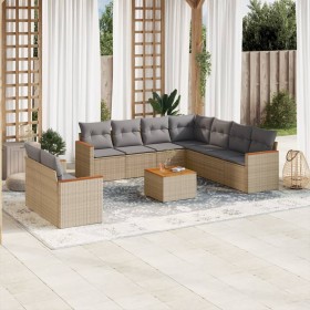 Gartensofa-Set mit beigen Kissen, 10-teilig, synthetisches Rattan von , Gartensets - Ref: Foro24-3226108, Preis: 680,99 €, Ra...