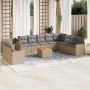 Gartensofa-Set mit beigem Kissenmix, 11-teilig aus PE-Rattan von , Gartensets - Ref: Foro24-3226122, Preis: 728,35 €, Rabatt: %