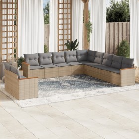 Gartensofa-Set mit beigem Kissenmix, 11-teilig aus PE-Rattan von , Gartensets - Ref: Foro24-3226129, Preis: 731,74 €, Rabatt: %