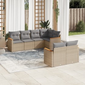 Gartensofa-Set mit beigem Kissenmix, 7-teilig aus PE-Rattan von , Gartensets - Ref: Foro24-3226143, Preis: 497,56 €, Rabatt: %