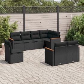 8-teiliges Gartensofa-Set und schwarze synthetische Rattankissen von , Gartensets - Ref: Foro24-3226160, Preis: 534,93 €, Rab...