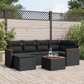 7-teiliges Garten-Essset und schwarze Kissen aus synthetischem Rattan von , Gartensets - Ref: Foro24-3226181, Preis: 403,60 €...