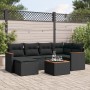 7-teiliges Garten-Essset und schwarze Kissen aus synthetischem Rattan von , Gartensets - Ref: Foro24-3226181, Preis: 410,23 €...