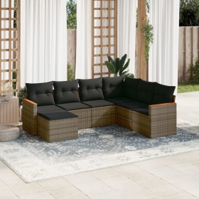 7-piece garden sofa set with gray PE rattan cushions by , Garden sets - Ref: Foro24-3226207, Price: 442,34 €, Discount: %