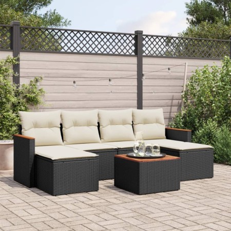 7-teiliges Garten-Essset und schwarze Kissen aus synthetischem Rattan von , Gartensets - Ref: Foro24-3226224, Preis: 403,99 €...