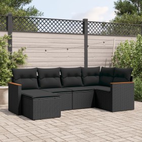 6-teiliges Gartensofa-Set und schwarze synthetische Rattankissen von , Gartensets - Ref: Foro24-3226174, Preis: 361,48 €, Rab...