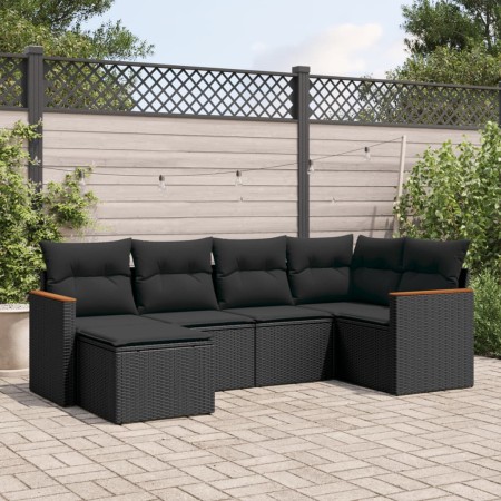 6-piece garden sofa set and black synthetic rattan cushions by , Garden sets - Ref: Foro24-3226174, Price: 361,48 €, Discount: %