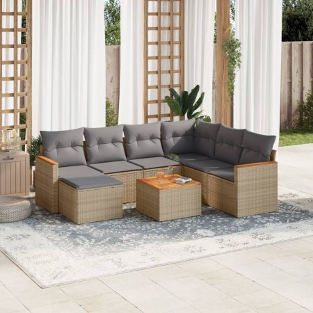 Gartensofa-Set mit beigem Kissenmix, 8-teilig aus PE-Rattan von , Gartensets - Ref: Foro24-3226213, Preis: 519,71 €, Rabatt: %