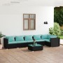 Set de muebles de jardín 7 pzas y cojines ratán sintético negro de , Conjuntos de jardín - Ref: Foro24-3101721, Precio: 740,9...