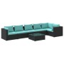 Set de muebles de jardín 7 pzas y cojines ratán sintético negro de , Conjuntos de jardín - Ref: Foro24-3101721, Precio: 740,9...