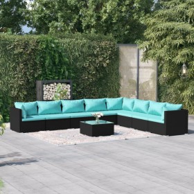 9-teiliges Gartenmöbel-Set und Kissen aus synthetischem Rattan schwarz von , Gartensets - Ref: Foro24-3101777, Preis: 818,99 ...