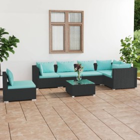 7-teiliges Gartenmöbel-Set und Kissen aus synthetischem Rattan schwarz von , Gartensets - Ref: Foro24-3102329, Preis: 740,90 ...