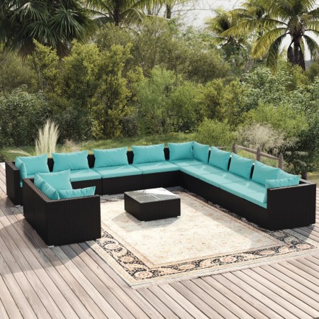 Garden sofa set 12 pieces with black synthetic rattan cushions by , Garden sets - Ref: Foro24-3102537, Price: 1,00 €, Discoun...