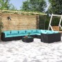 Garden furniture set, 10 pieces, with black synthetic rattan cushions. by , Garden sets - Ref: Foro24-3102769, Price: 1,00 €,...