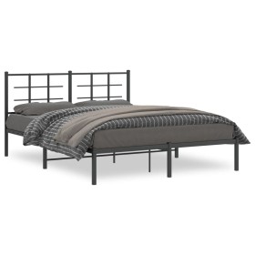 Estructura de cama con cabecero metal negro 150x200 cm de , Camas y somieres - Ref: Foro24-355563, Precio: 104,99 €, Descuent...