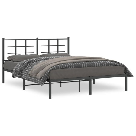 Bed frame with black metal headboard 150x200 cm by , Beds and slatted bases - Ref: Foro24-355563, Price: 104,67 €, Discount: %