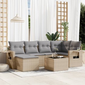 7-piece garden sofa set and beige synthetic rattan cushions by , Garden sets - Ref: Foro24-3252806, Price: 547,99 €, Discount: %