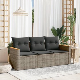 3-teiliges Gartensofa-Set und graue synthetische Rattankissen von , Gartensets - Ref: Foro24-3225759, Preis: 207,19 €, Rabatt: %