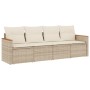 Gartensofa-Set mit Kissen, 4-teilig, beiges synthetisches Rattan von , Gartensets - Ref: Foro24-3225771, Preis: 315,85 €, Rab...