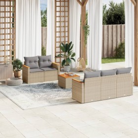 Gartensofa-Set mit beigem Kissenmix, 6-teilig, PE-Rattan von , Gartensets - Ref: Foro24-3225786, Preis: 412,96 €, Rabatt: %