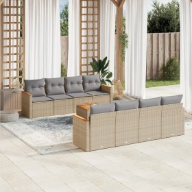 Gartensofa-Set mit beigem Kissenmix, 9-teilig aus PE-Rattan von , Gartensets - Ref: Foro24-3225821, Preis: 610,99 €, Rabatt: %