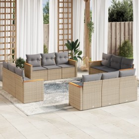 Gartensofa-Set mit beigem Kissenmix, 12-teilig aus PE-Rattan von , Gartensets - Ref: Foro24-3225835, Preis: 893,81 €, Rabatt: %