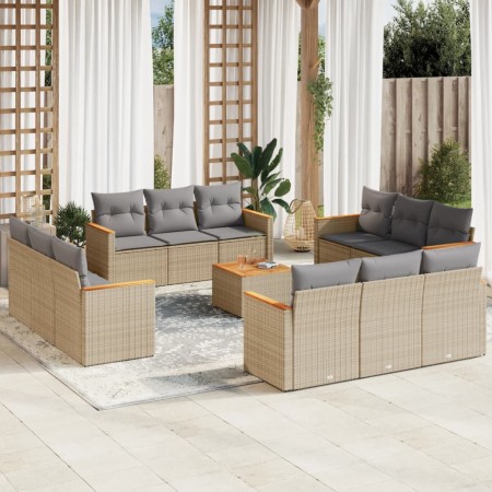 Garden sofa set with beige cushions mix 13 pieces PE rattan by , Garden sets - Ref: Foro24-3225842, Price: 952,38 €, Discount: %