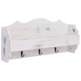 White wooden wall coat rack 50x10x23 cm by vidaXL, Hat and coat racks - Ref: Foro24-284231, Price: 36,28 €, Discount: %